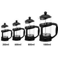 Cafetera Prensa Francesa Negra RASGOS Disponible en 350ml-600ml-800ml-1000ml