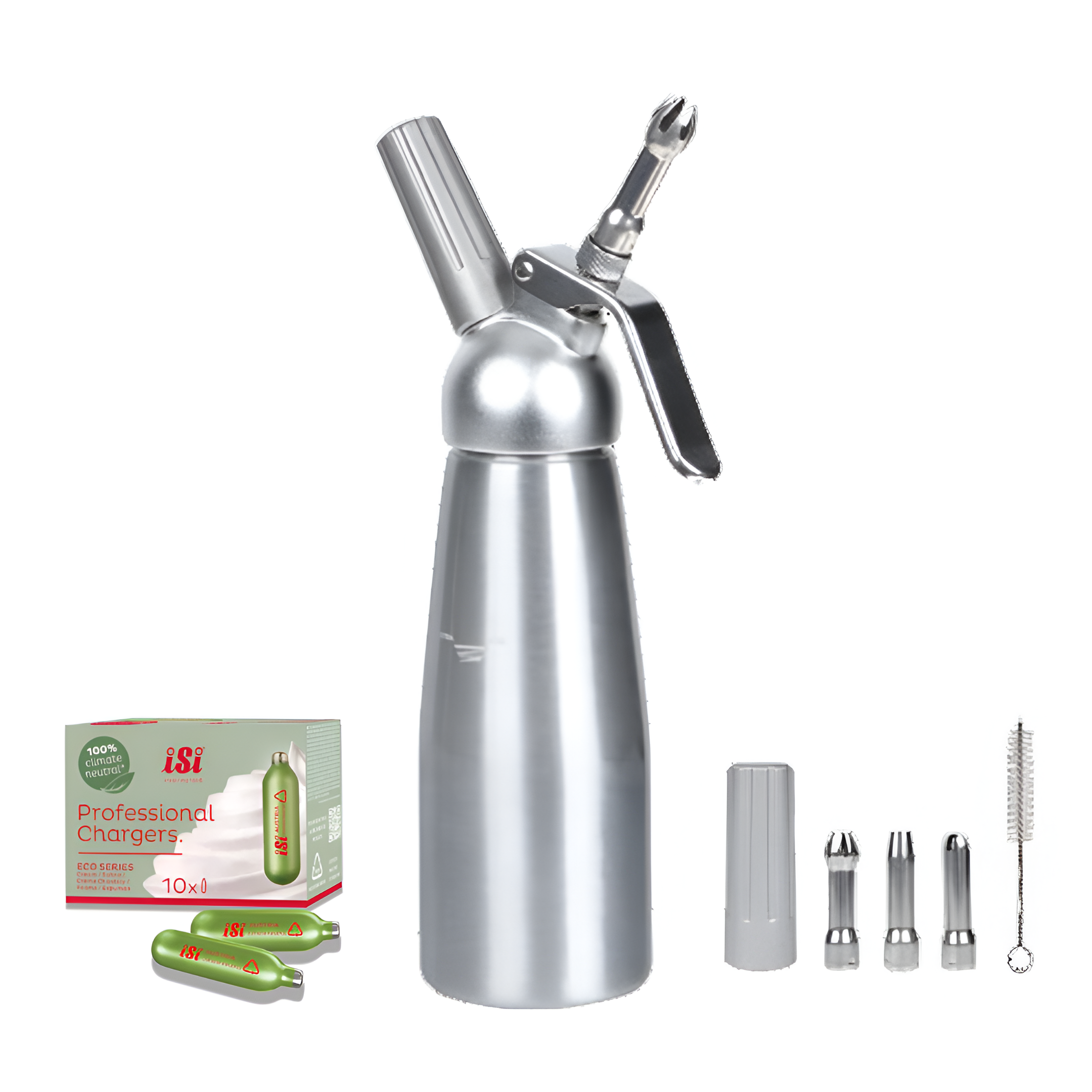 Chantillera Dispensador Sifón  1 Lt  Incluye Cápsulas Cargadores para Crema Chantilly en Acero Inoxidable