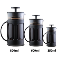 Prensa Francesa Negra French Press Cafetera de Embolo Plano 350ml-600ml-800ml