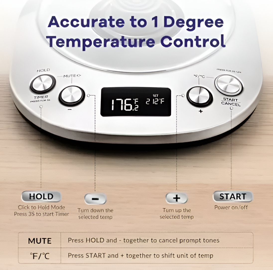 Mecity Hervidor Eléctrico Cuello Cisne Con Pantalla LCD Color Plata