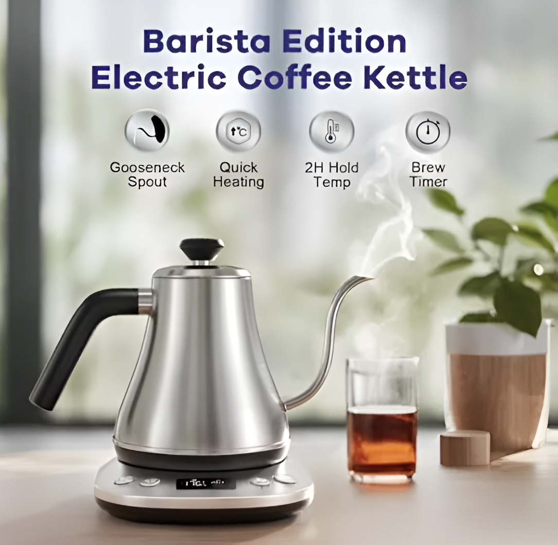 Mecity Hervidor Eléctrico Cuello Cisne Con Pantalla LCD Color Plata