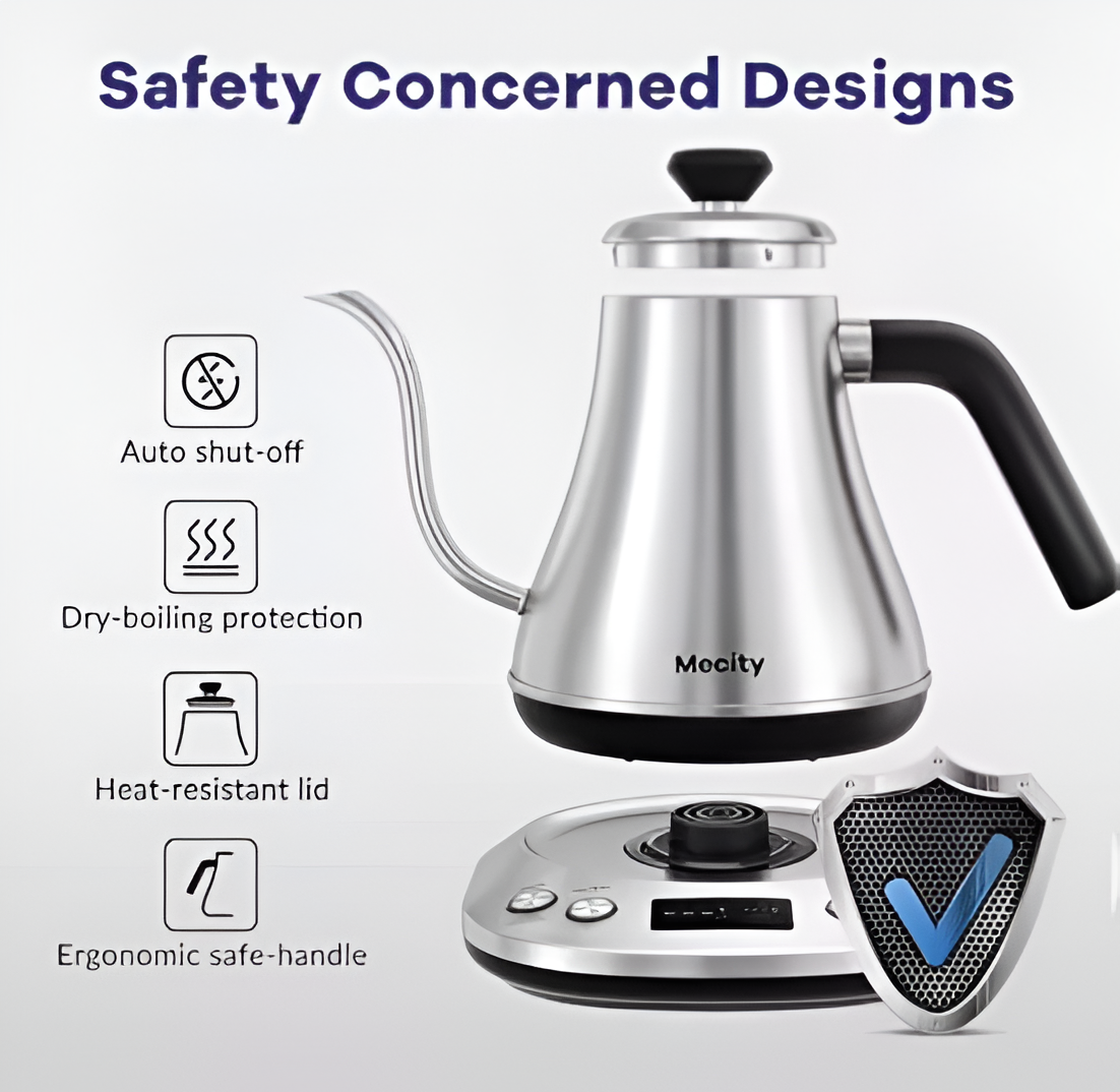 Mecity Hervidor Eléctrico Cuello Cisne Con Pantalla LCD Color Plata