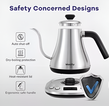 Mecity Hervidor Eléctrico Cuello Cisne Con Pantalla LCD Color Plata