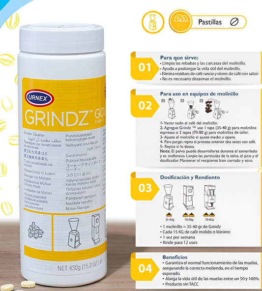 Tabletas de Limpieza Urnex Para Molino De Café 430g