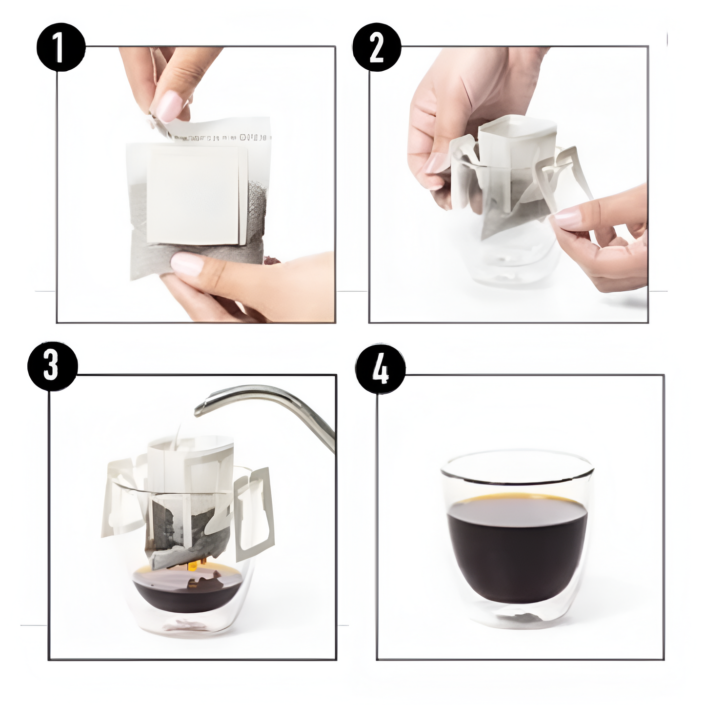 Kit para compartir Café al Instante | 12 sachets Coffe Dripps + 2 Vasos Doble Fondo 240ml + Stickers + Separador de Libros + Mensaje Personalizado