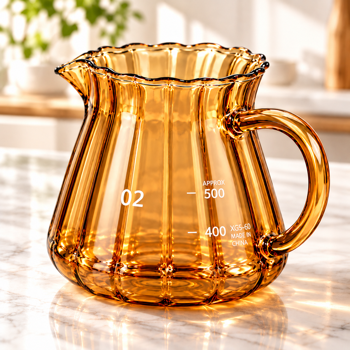 Kit Método V60 + Server 02 600 ml Vidrio Ámbar Dorado