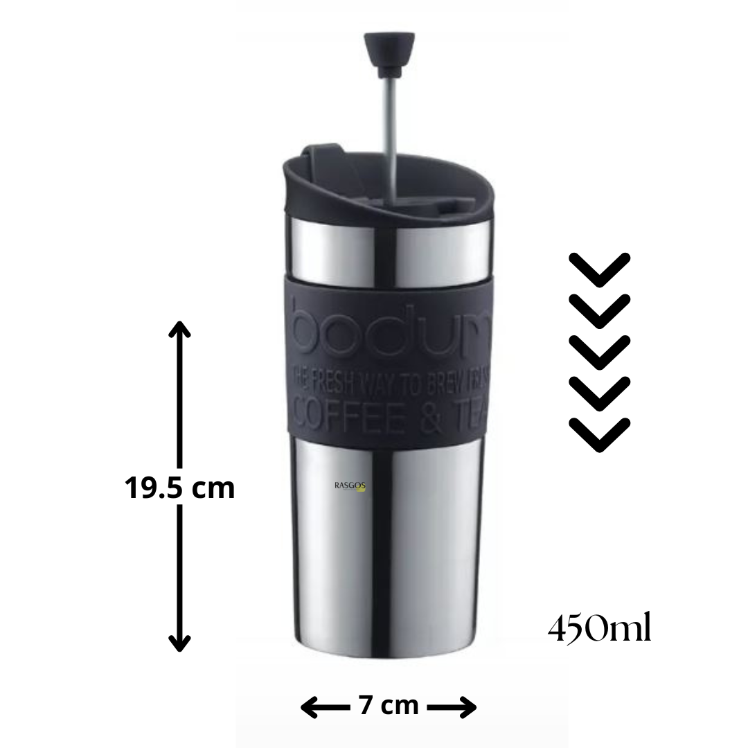 Termo Prensa Bodum Viajero Negra Acero Inoxidable 450ml