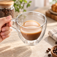 Vaso Pocillo Doble Pared Corazón 150Ml Borosilicato