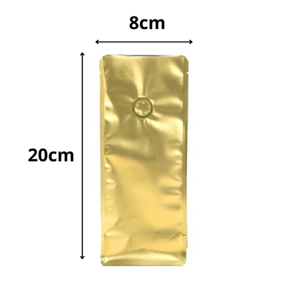 Bolsas para Empaque de Café Doradas 125 g Pack x 50u Válvula Integrada