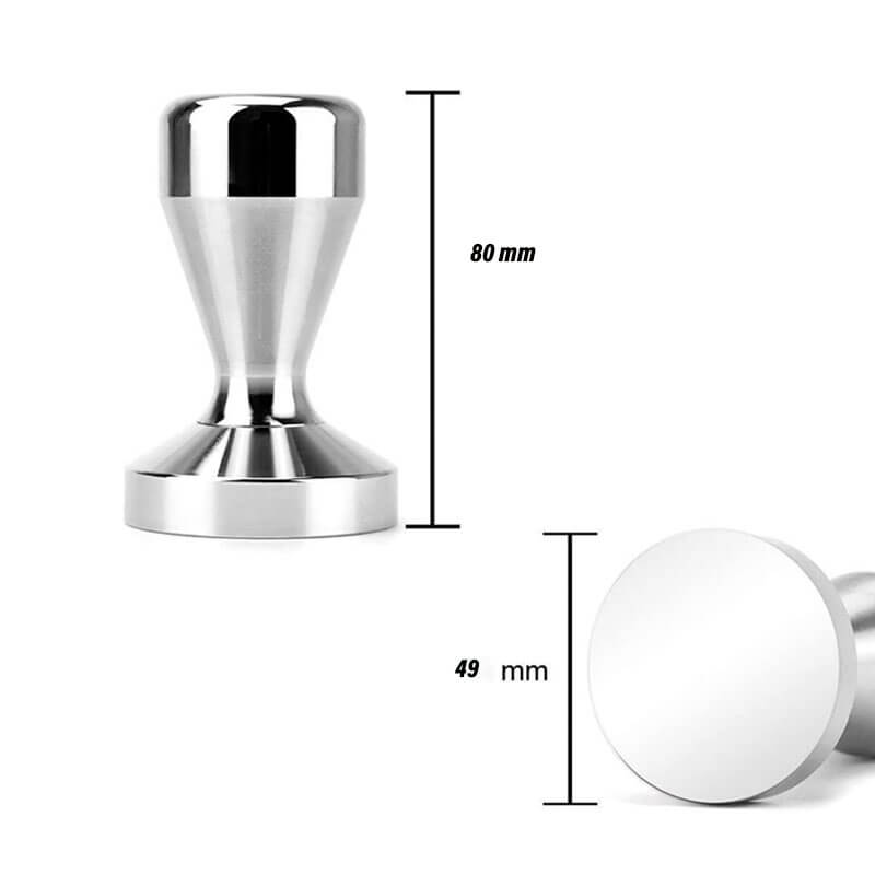 Tamper Acero Inoxidable Base Plana Plata 49mm