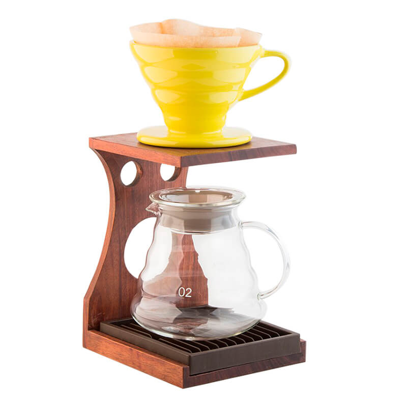 Gotero de café V60, embudo de vidrio, cafetera por goteo, capuchino, taza  de filtro, soporte de madera, utensilios de café - AliExpress
