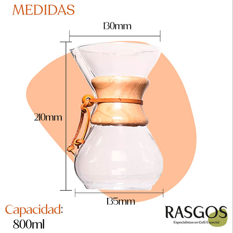 Cafetera Embudo Pour Over Clásica 800ml