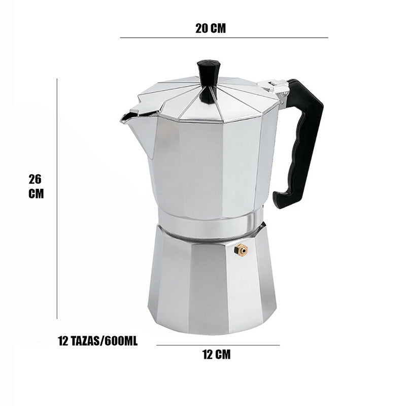 Cafetera Italiana de Aluminio 600ml (12 tazas) - ProductShop