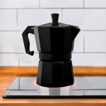Cafetera Italiana Aluminio Moka Negra Tradicional 3/6/9 Tazas