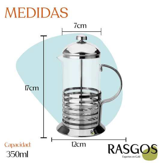Cafetera Prensa Francesa Manual Acero Inoxidable 350ml