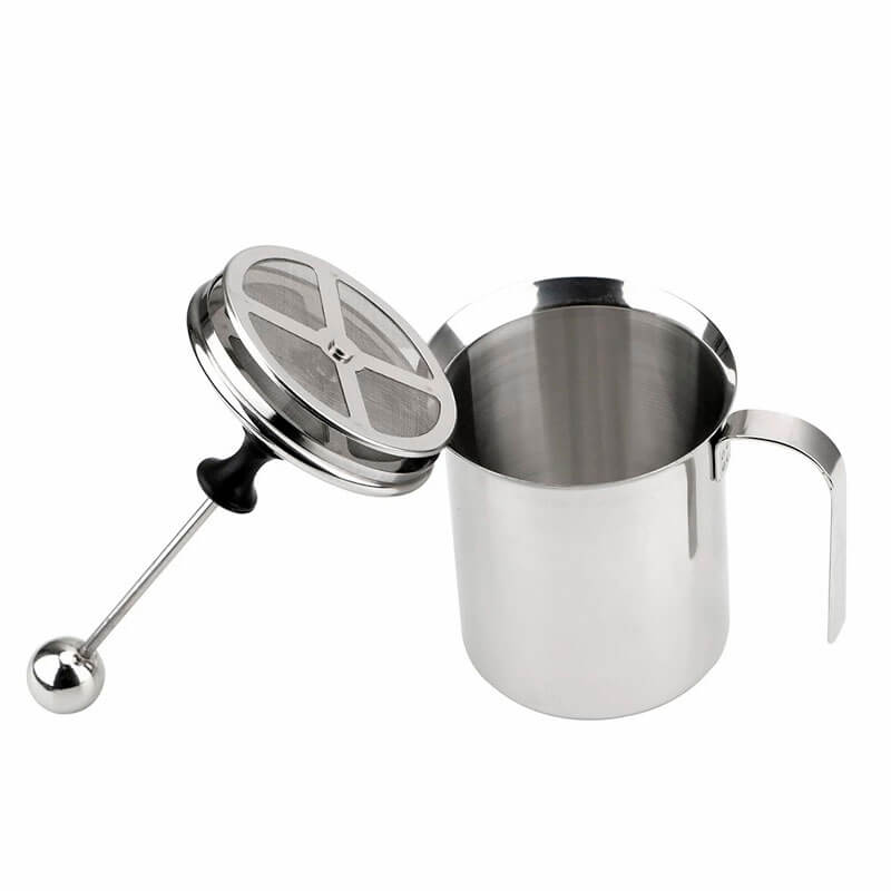 Jarra Espumadora de Leche Prensa Francesa Plata 400ml