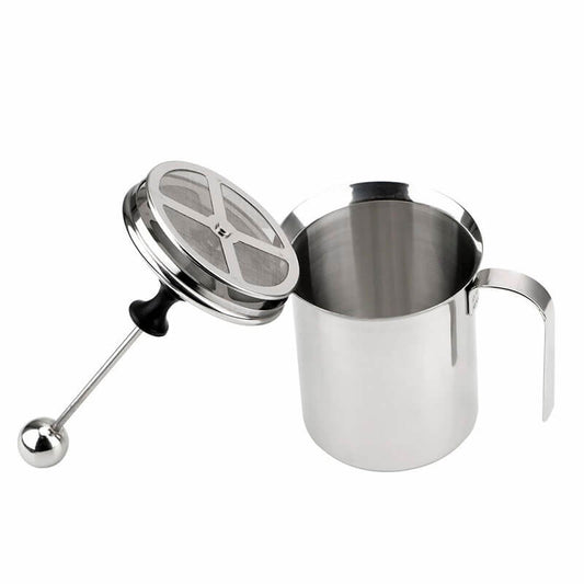 Jarra Espumadora de Leche Prensa Francesa Plata 400ml