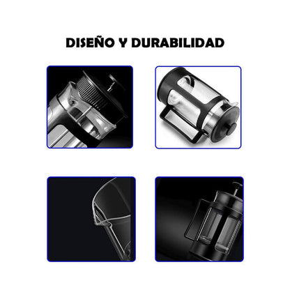 Cafetera Prensa Francesa Negra 350ml Embolo Acero French Press