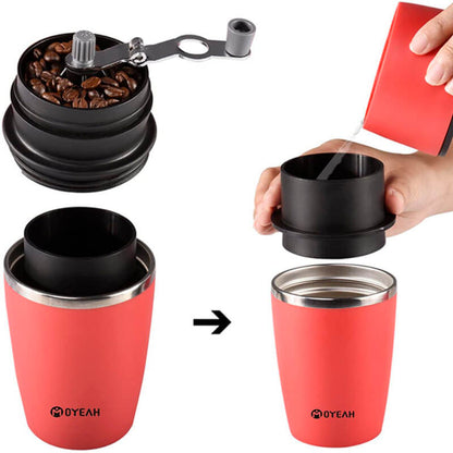 Cafetera Portátil 3 en 1 con Molino, V60 y Termo para Viajes y Oficina