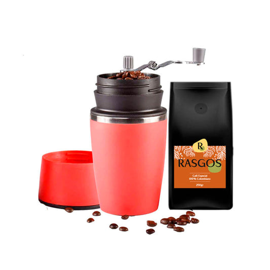 Cafetera Portátil 3 en 1 con Molino, V60 y Termo para Viajes y Oficina
