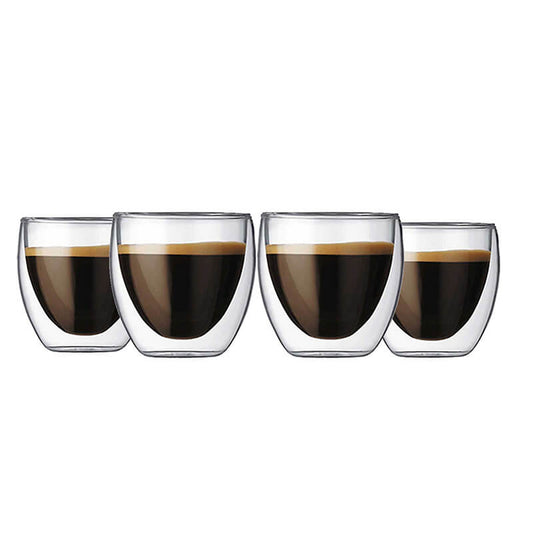 Vasos Doble Fondo Borosilicato 4 Unidades 240ml
